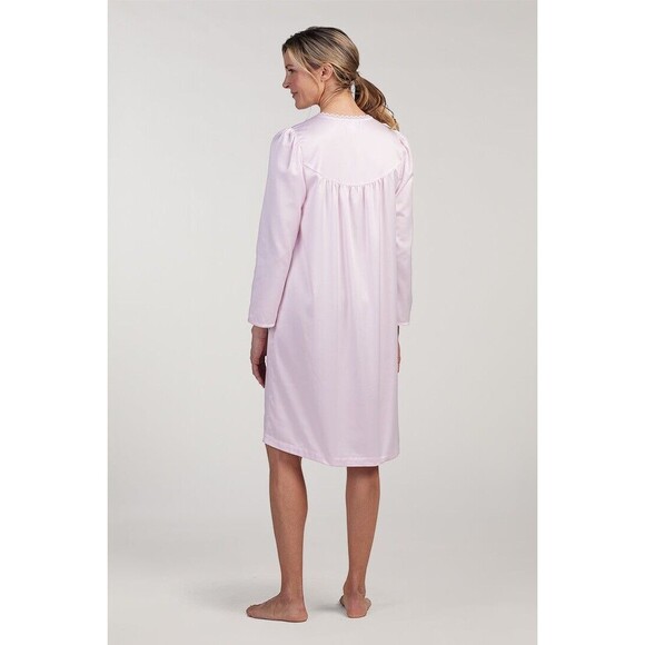 Miss Elaine Brushed Back/Satin Nightgown/LongSleeve/ Blush Pink w/Embroidery NWT - Picture 2 of 16